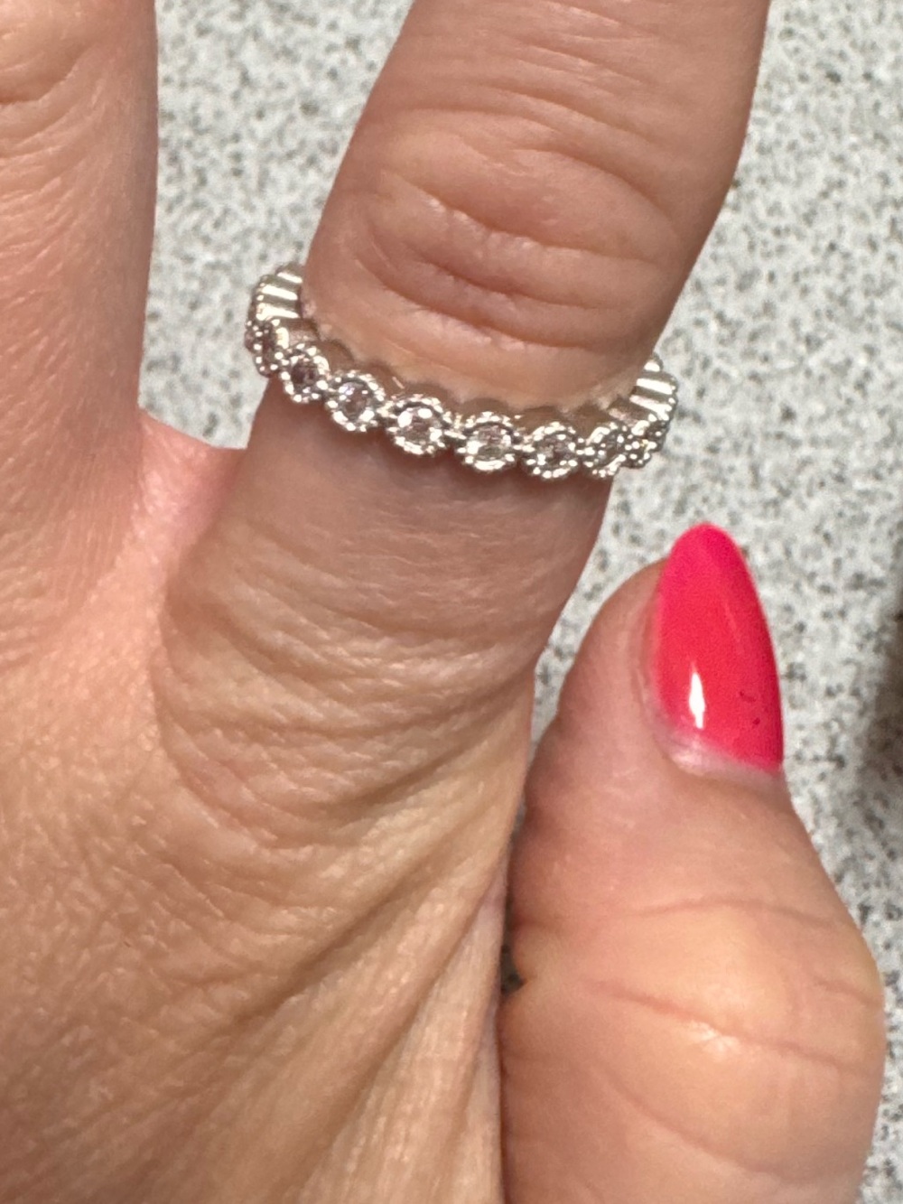 Freida Rothman Matte Silver Pave Stacking Ring - Picture 3 of 7